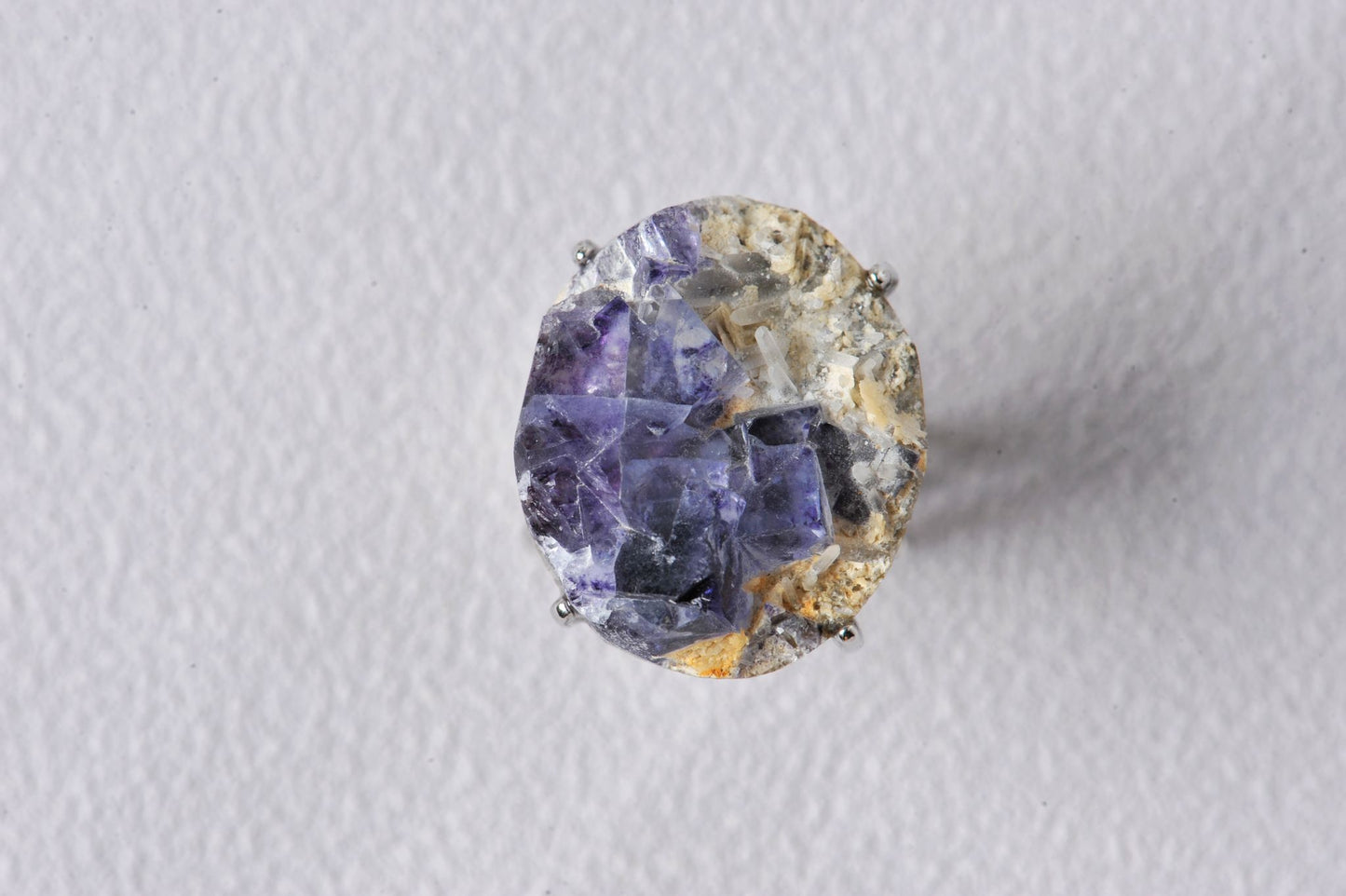 Transcendent Purple Fluorite Mineral Specimen Ring