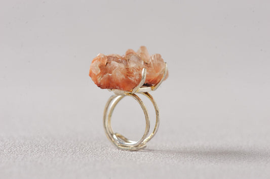Golden-Sugar Druzy Heulandite Ring