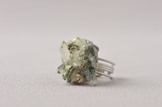 Himalayas Green Phantom Cluster Crystal Unique Ring