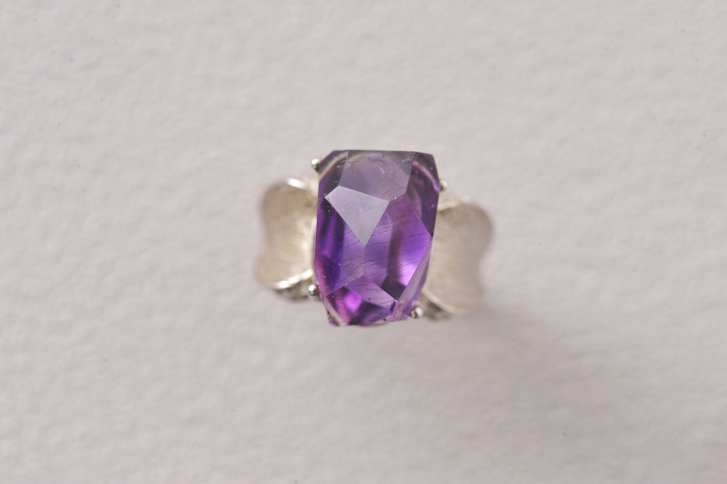 Rare Super Seven Amethyst Minimalist Silver Ring