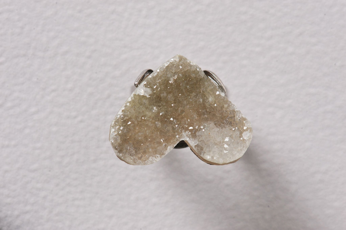 Pink Amethyst Druzy Heart Crystal Specimen Ring