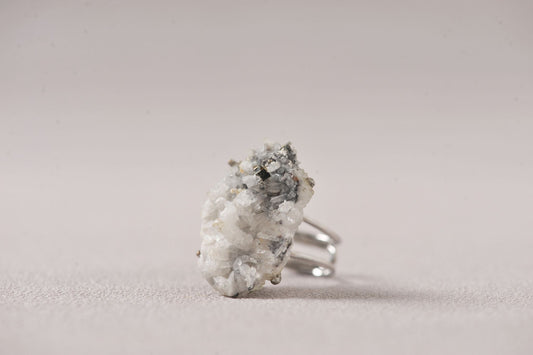 Pyrite on Quartz Manifest Specimen Ring