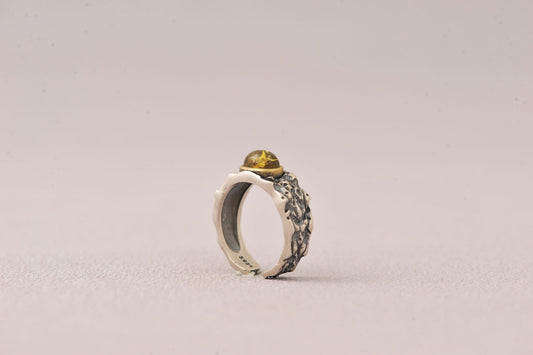 Insect Messenger in Time Loop Amber Ring