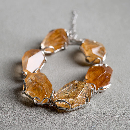 Abundance Stone Natural Rutilated Quartz Bracelet