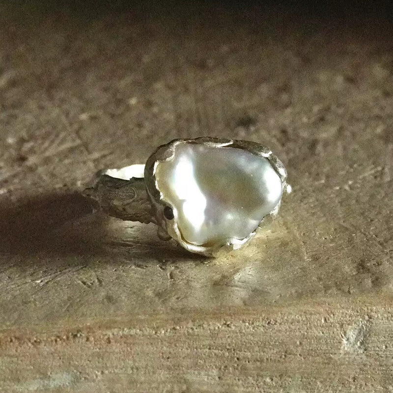 Baroque Pearl Silver Open Ring