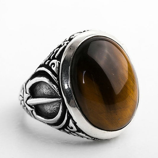 Beast Claw Tiger Eye HandCarved Ring for Men