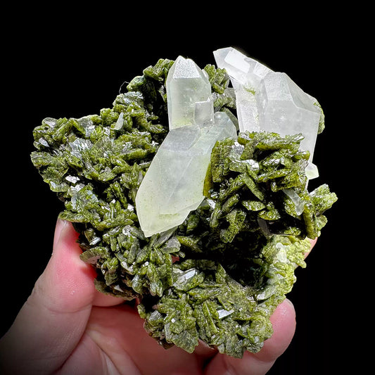 174g Clear Quartz on Green Epidote Matrix