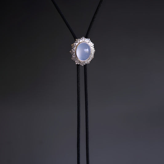 Inspiring Glow - Premium Clear Blue Chalcedony Bolo Tie