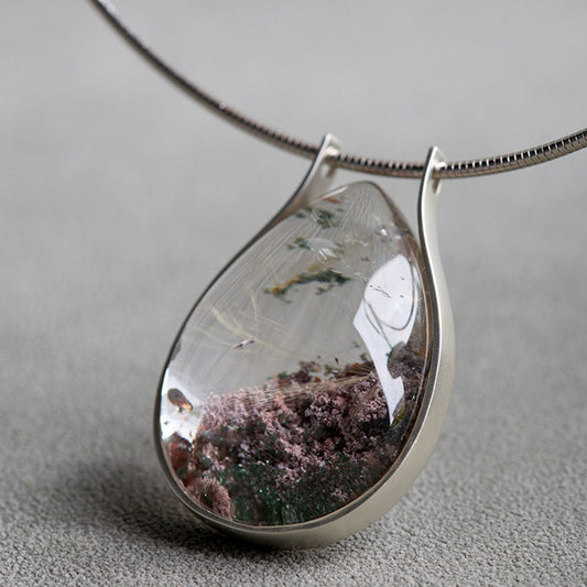 Season Garden Phantom and Titanium Quartz Unique Pendant