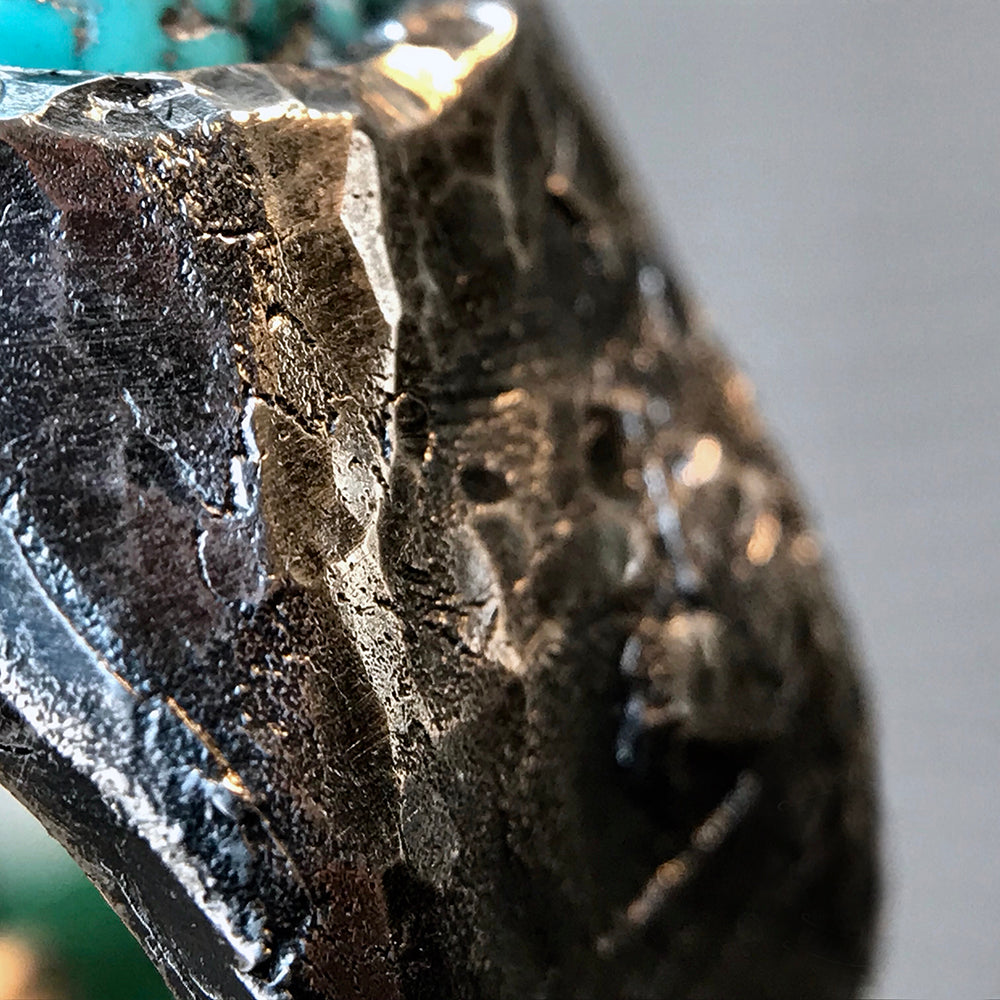 Savage Heart Raw Turquoise Sterling Hand-Engraved Name Silver Ring