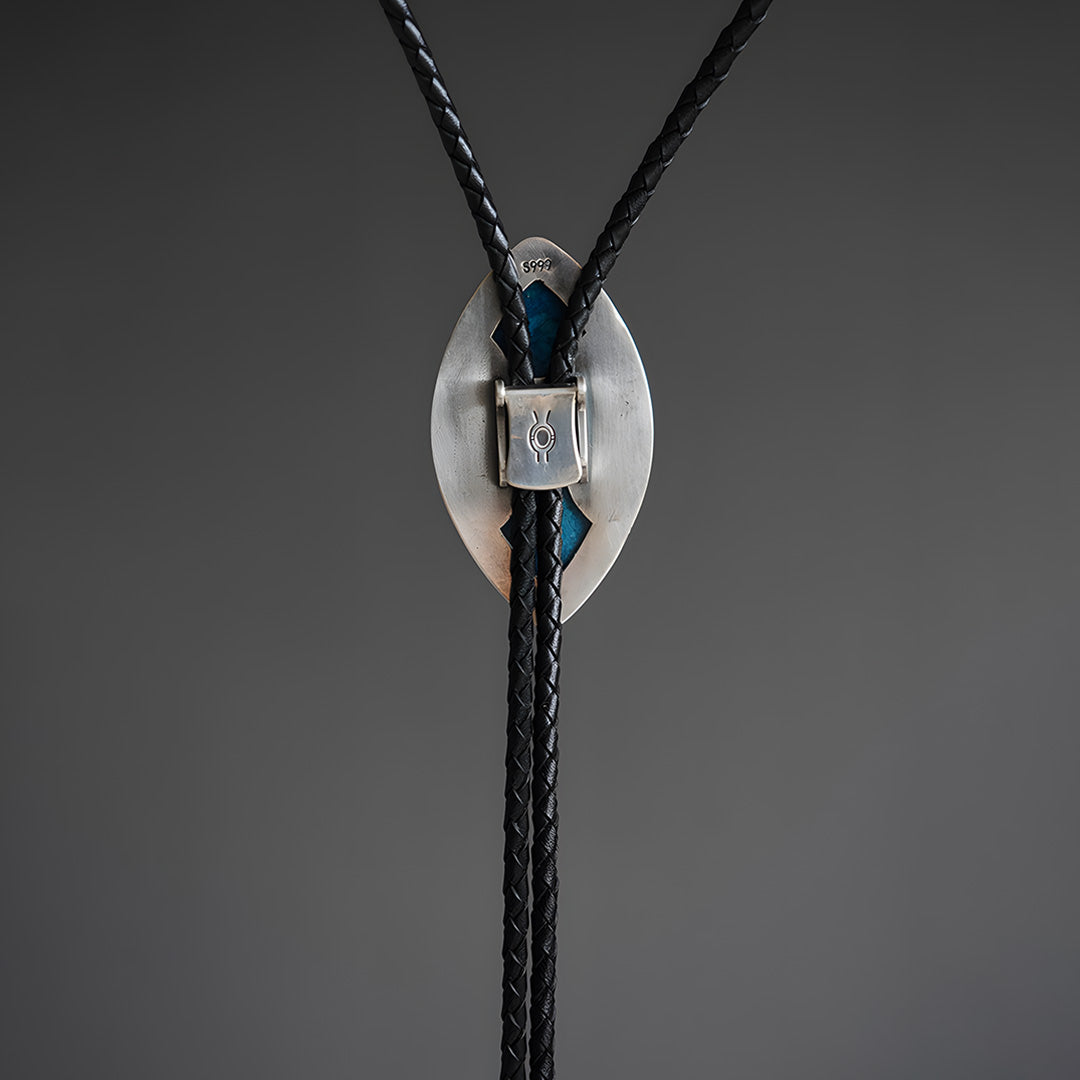 Unique Silver Inlaid Natural Phoenix Stone Bolo Tie
