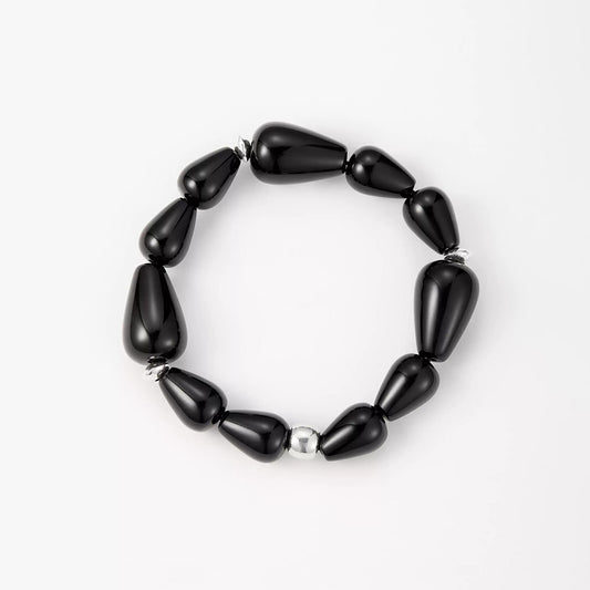 Minimalist Gradient Black Onyx Bead Choker Jewelry Set