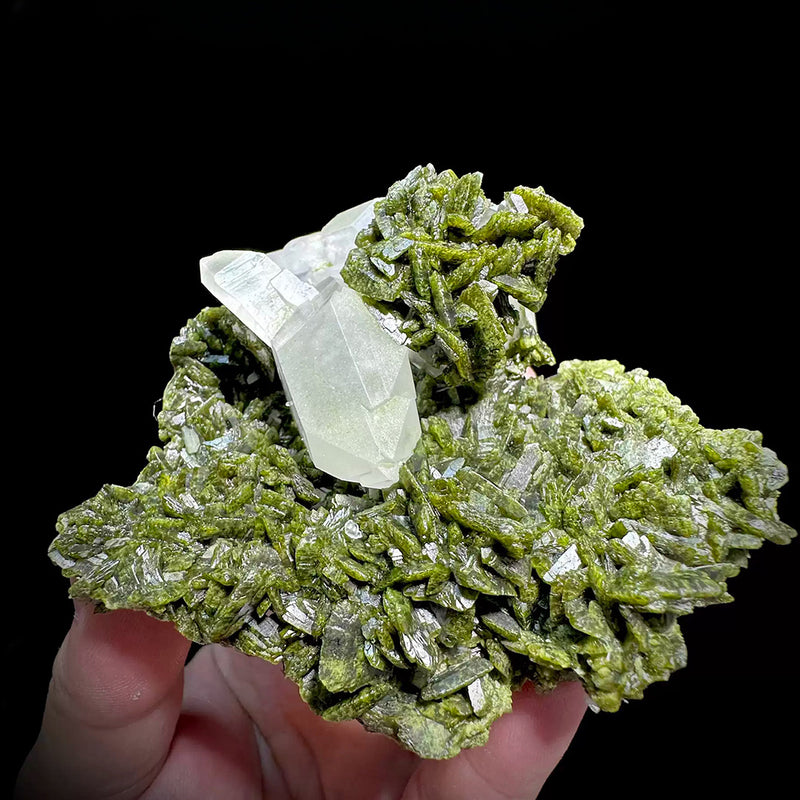 174g Clear Quartz on Green Epidote Matrix
