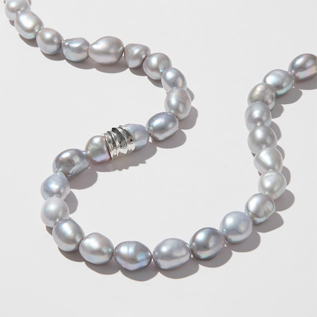 Moonlight Gray Pearl Drop Necklace