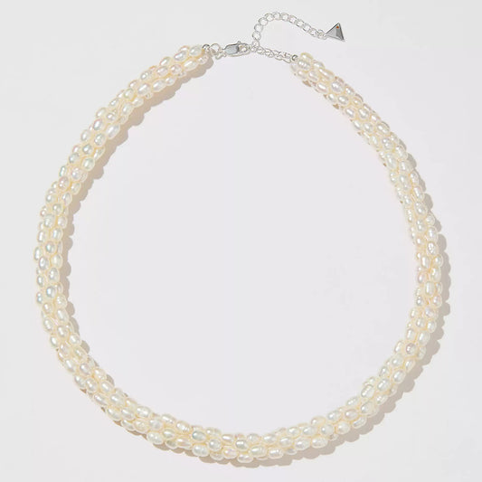 Unique Woven Barrel Freshwater Pearl Necklace