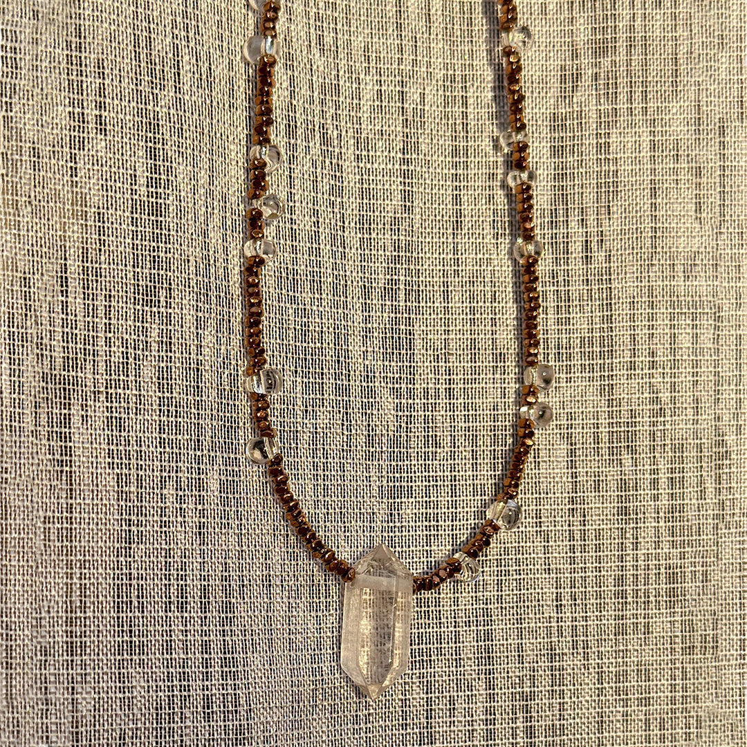 Double Terminated Clear Quartz Energy Amplifier Necklace