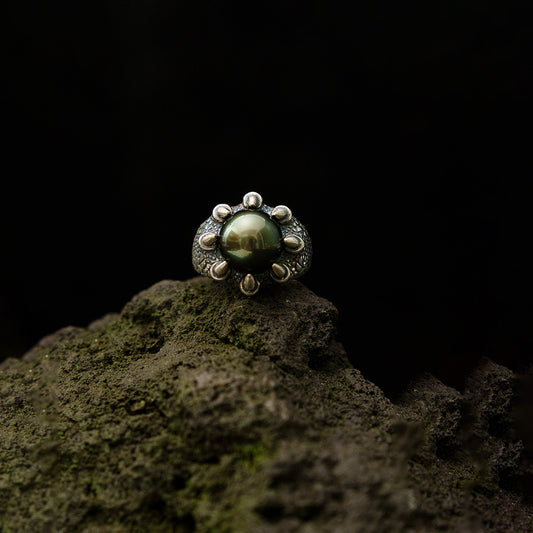 Dragon Claw Natural Tahitian Pearls Silver Ring