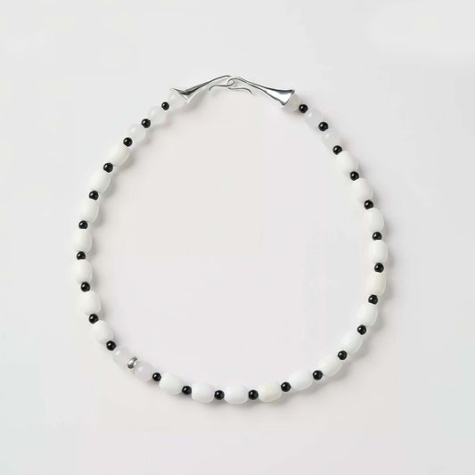 Minimalist Black White Agate Choker