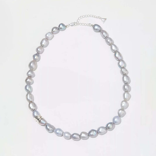 Moonlight Gray Pearl Drop Necklace