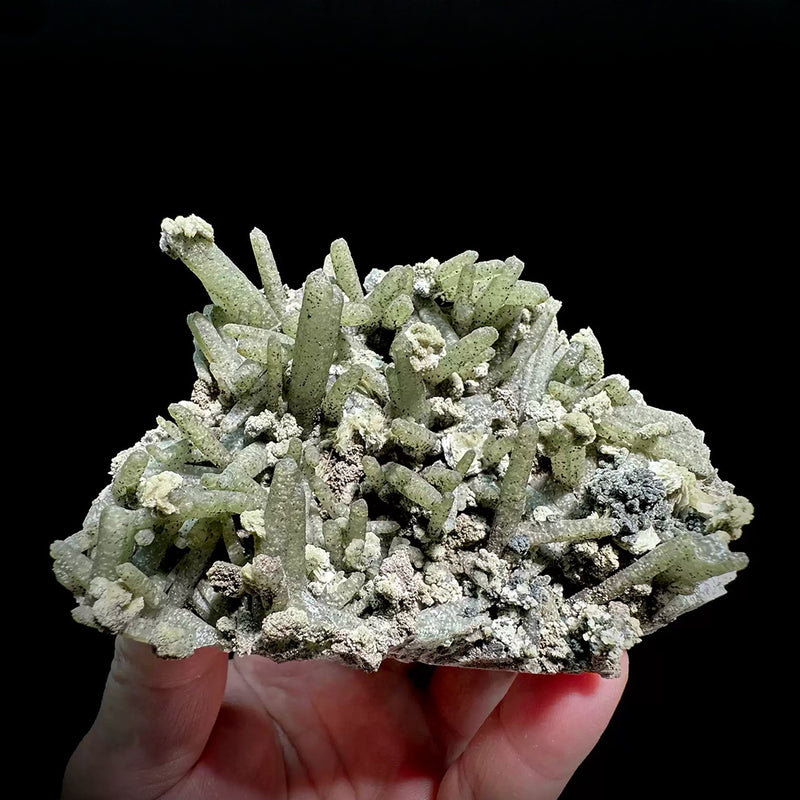266g Inner Mongolia Green Quartz Cluster & Calcite Specimen