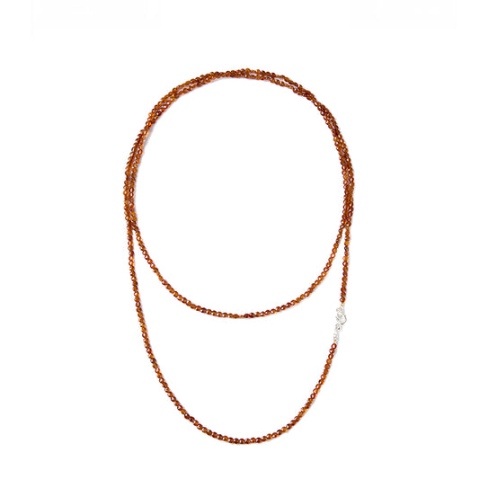 Long Gold Garnet Strand Necklace