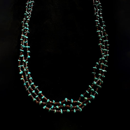 Turquoise Triple Seed Bead Necklace