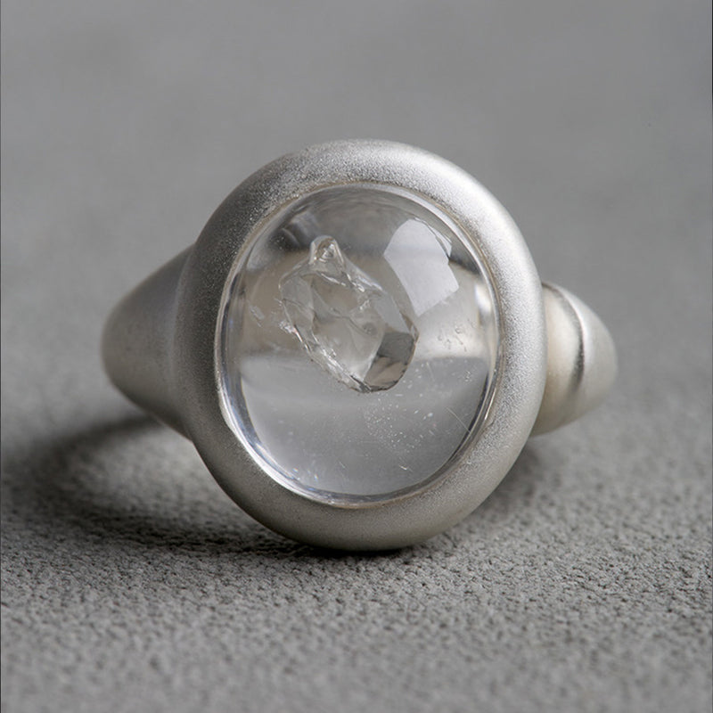 Timeless Waters Clear Enhydros Quartz Open Ring