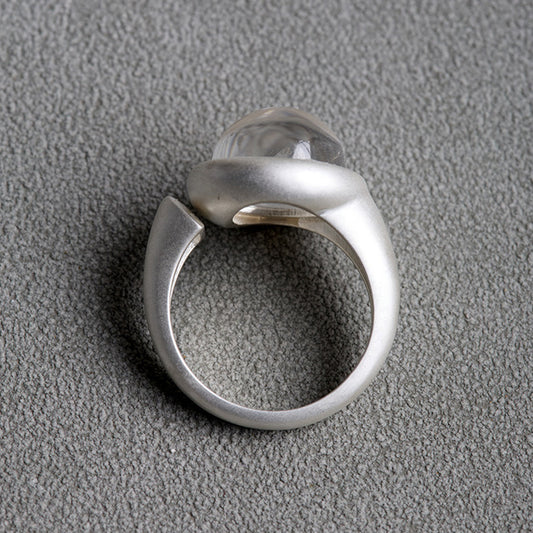 Timeless Waters Clear Enhydros Quartz Open Ring