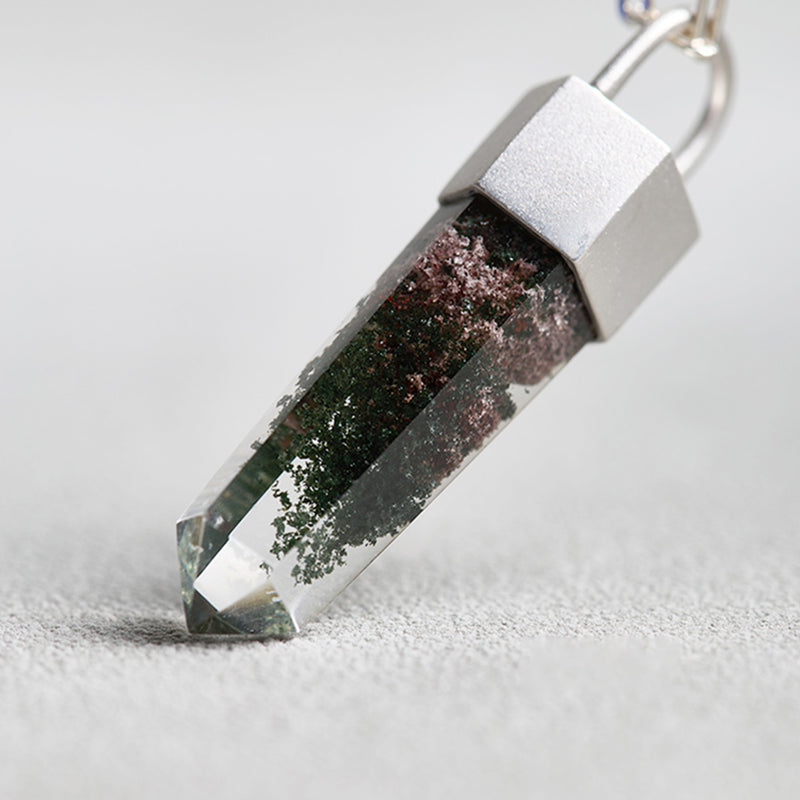 Connection to Nature Green Phantom Quartz Point Necklace - second image