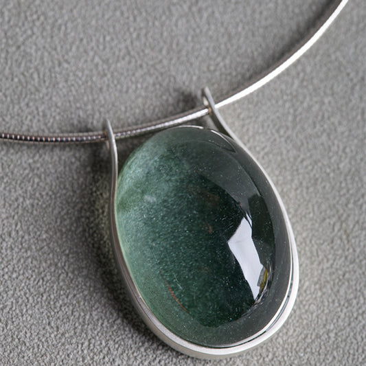 Guardian Shield Green Phantom Quartz Cabochon Pendant