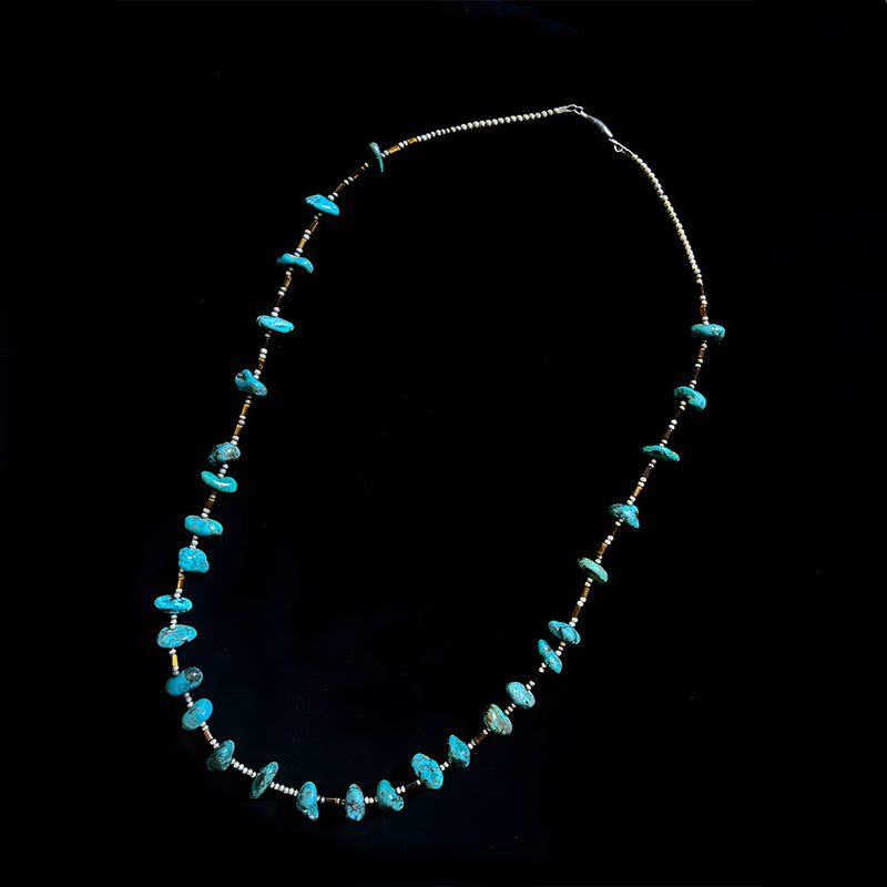 Turquoise Necklace With Puka Shell Beads