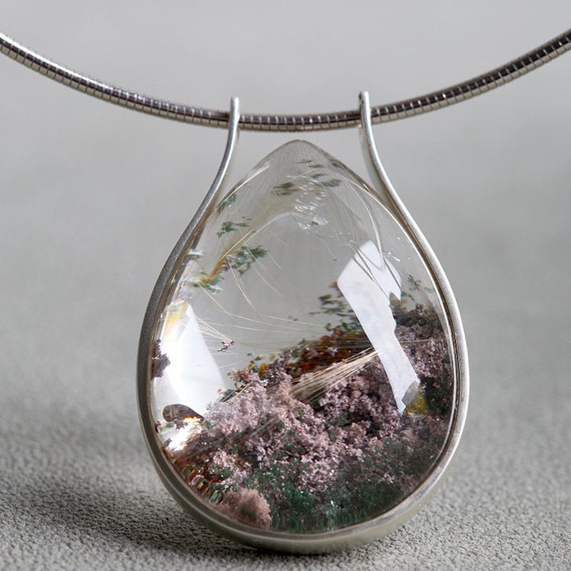 Season Garden Phantom and Titanium Quartz Unique Pendant