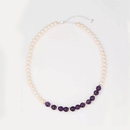 Elegant Amethyst & Freshwater Pearl Necklace