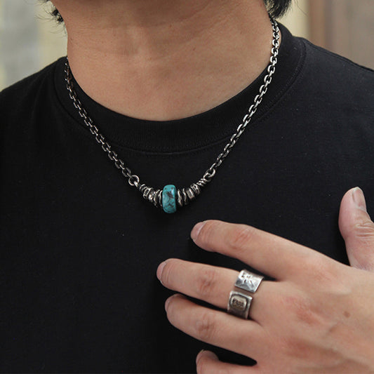Primal Force American Turquoise Silver Necklace