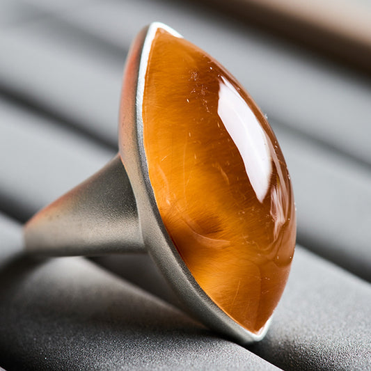 Manifestation Power Natural Red Rutilated Quartz Silver Ring