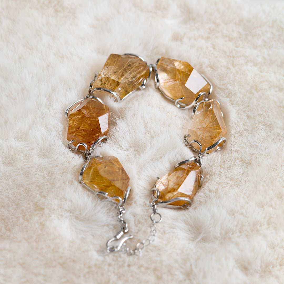 Abundance Stone Natural Rutilated Quartz Bracelet