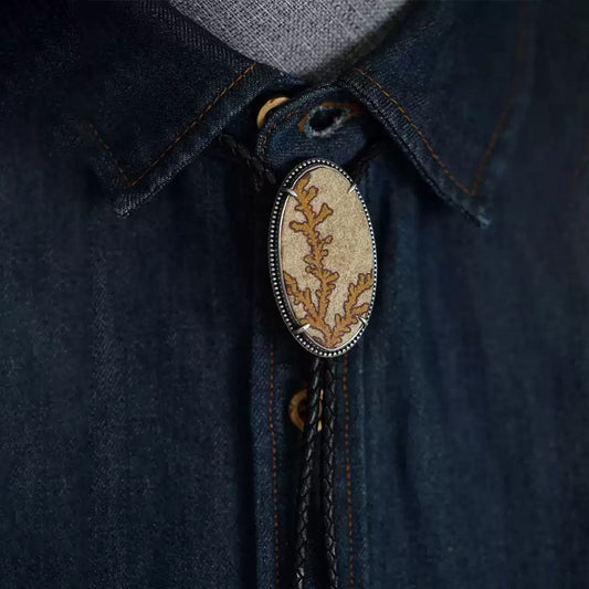 One Of A Kind Dendritic Granite Sterling Silver Bolo Tie