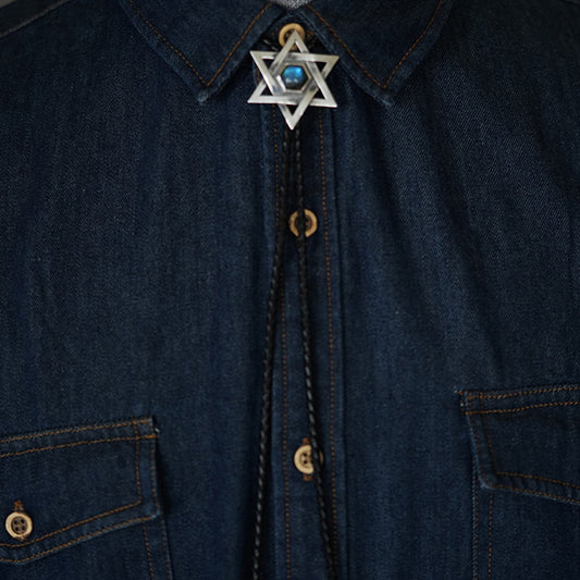 Hexagram Labradorite Bolo Tie 999 Sterling Silver