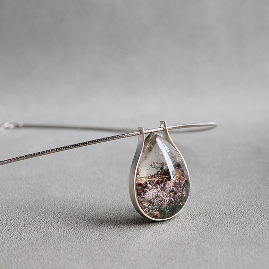 Season Garden Phantom and Titanium Quartz Unique Pendant