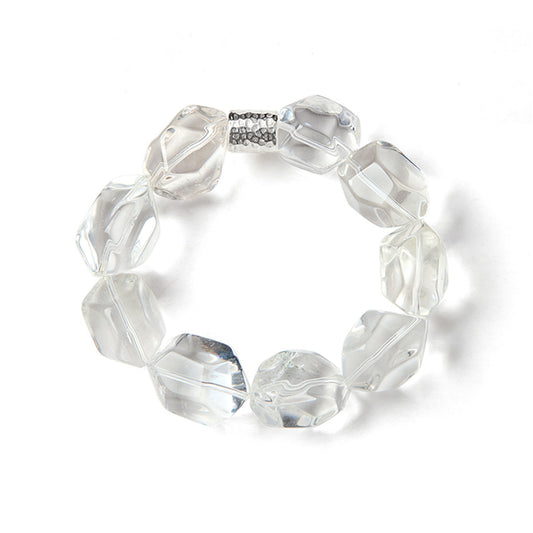 Natural Irregular Clear Quartz Bead Bracelet