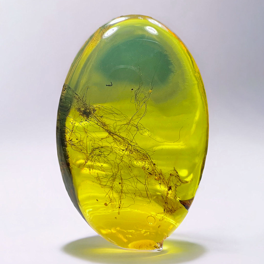 Rare Natural Spider Silk Fossil Inclusion in Burmese Amber