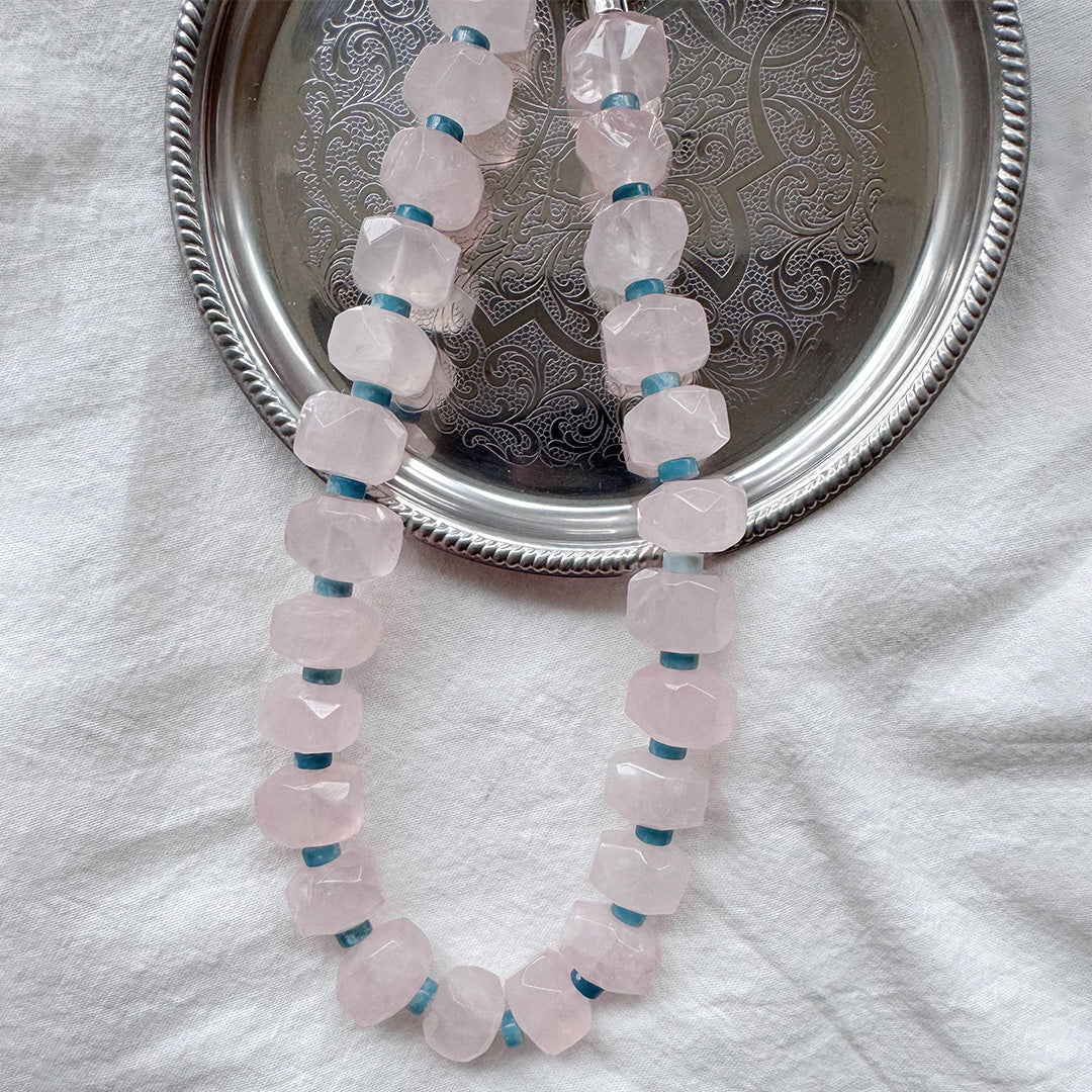 Pastel Romance Rose Quartz Beaded Necklace