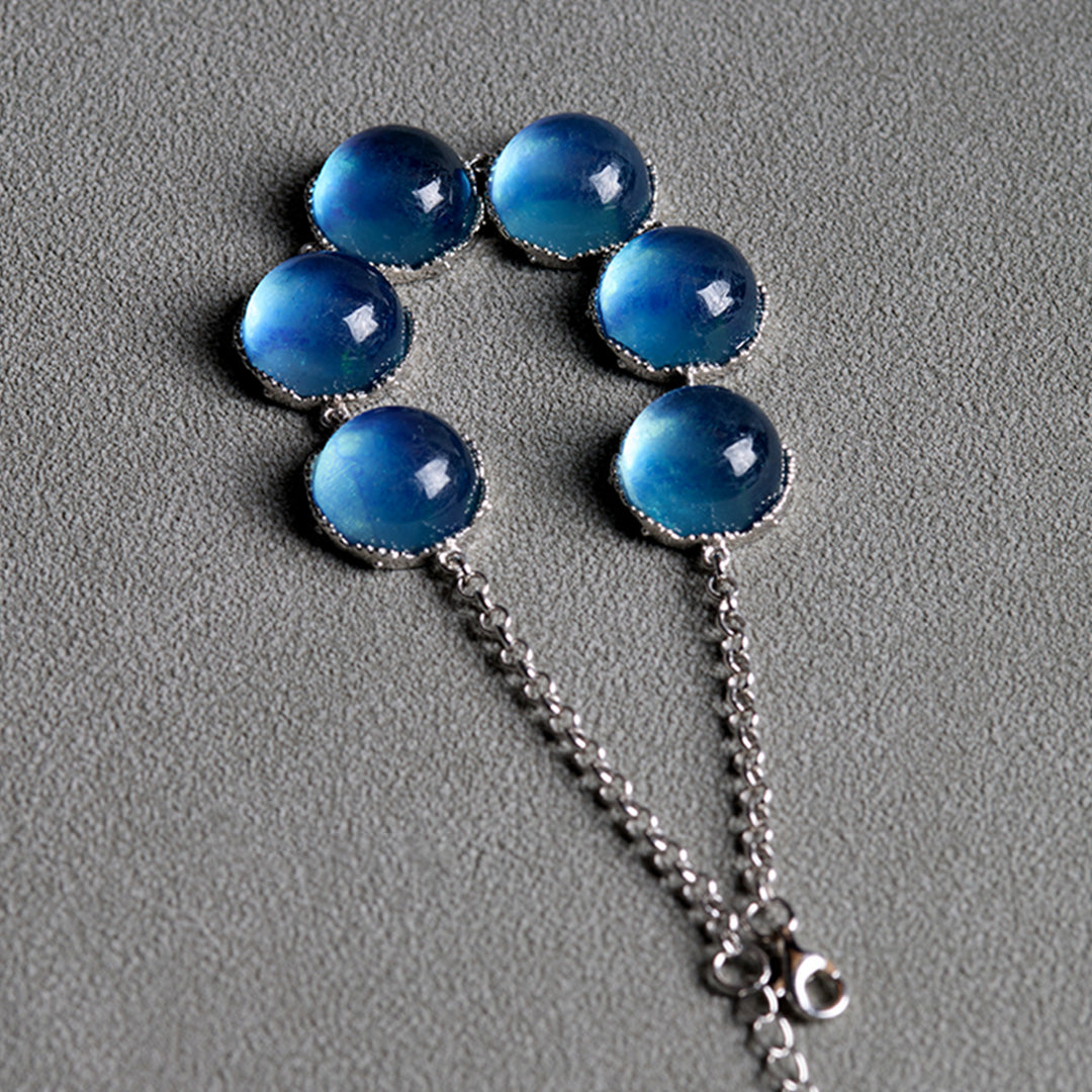Sapphire Ocean Natural Aquamarine Cabochon Bracelet