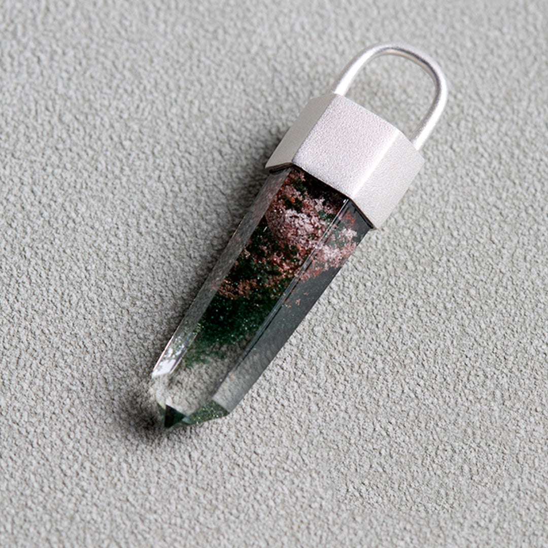 Connection to Nature Green Phantom Quartz Point Necklace