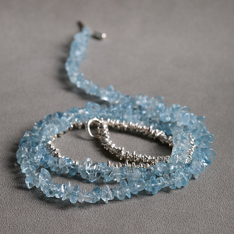 Moonlit Path- Natural Seed Aquamarine Necklace & Bracelet