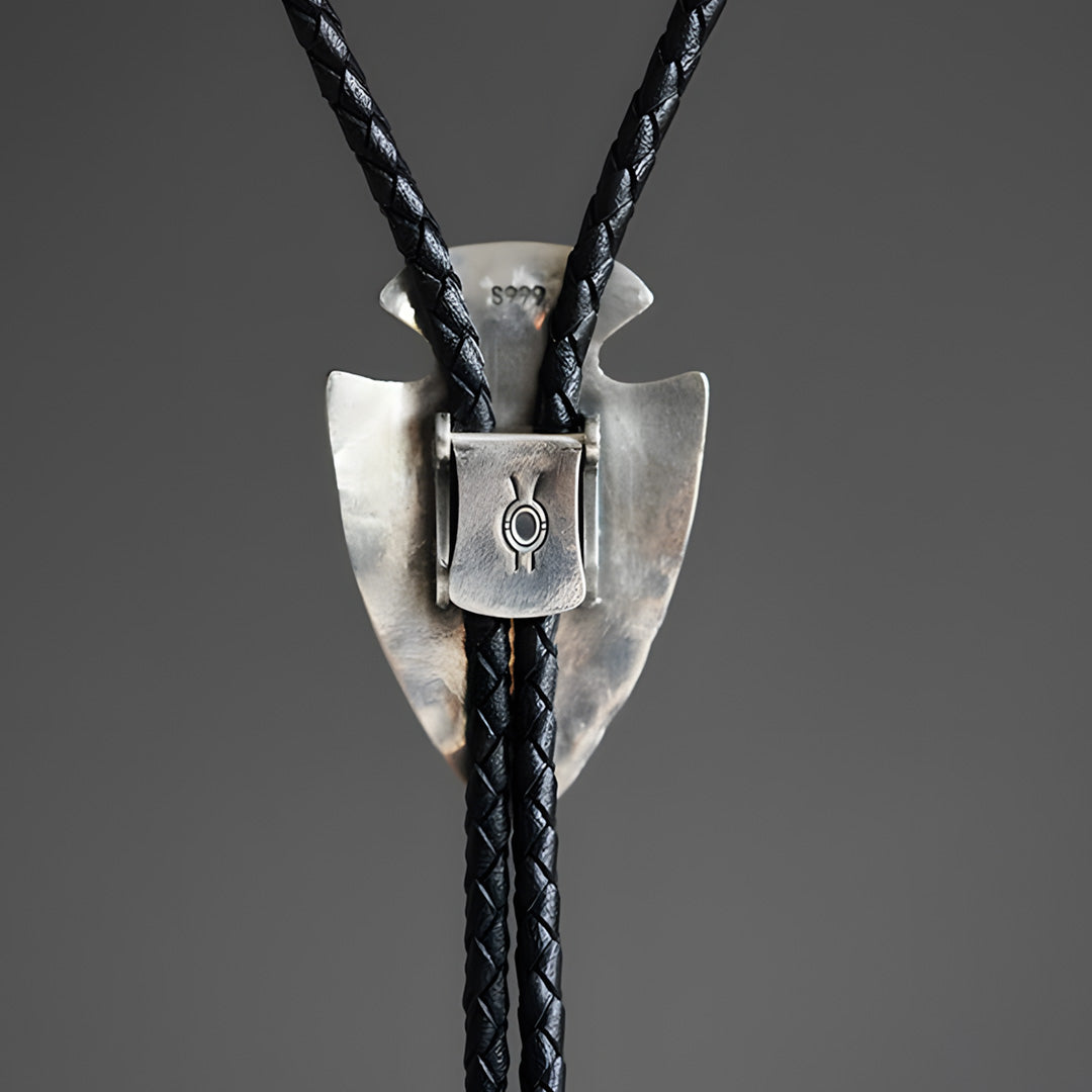 Unique Silver Bolo Tie Inlay with Natural Sunstone