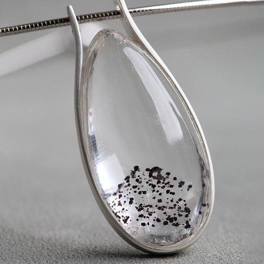 Starry Night Mica with Speckled Patterns Clear Quartz Pendant