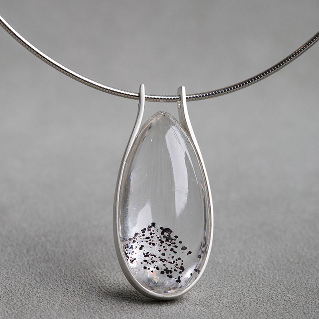 Starry Night Mica with Speckled Patterns Clear Quartz Pendant