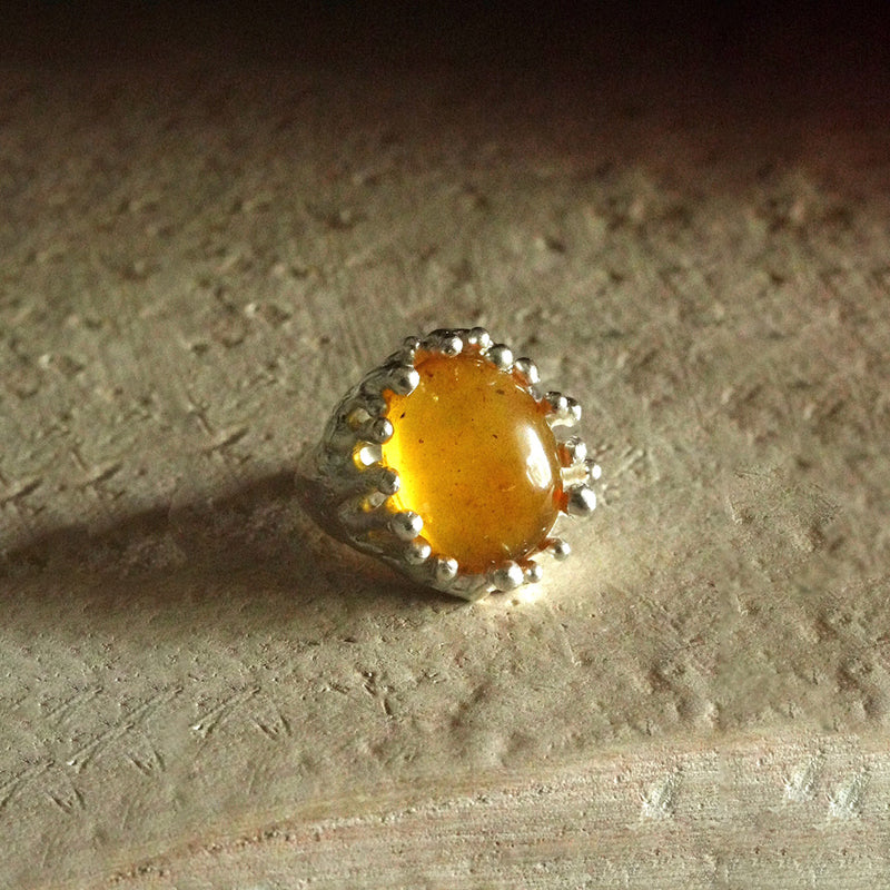 Amber Modern Open Design Sterling Silver Ring