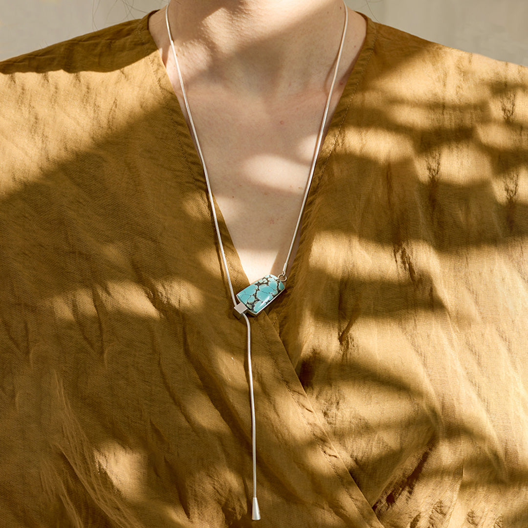 Good Fortune Natural Turquoise Adjustable Lariat Necklace